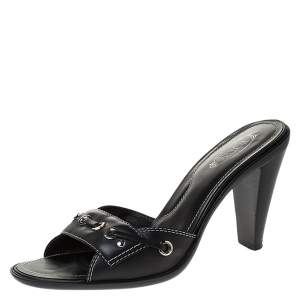 Pre Owned Tod's Black Leather Slide Sandals Size 38