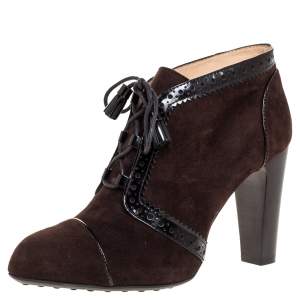 Pre Owned حذاء بوت للكاحل تودز بني برباط مقاس 37