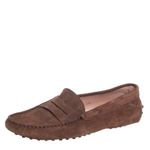 Tod's Brown Suede Slip On Loafers Size 38