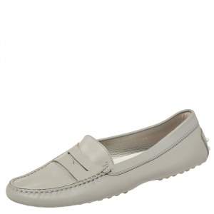 Tod's Grey Leather Penny Loafers Size 39