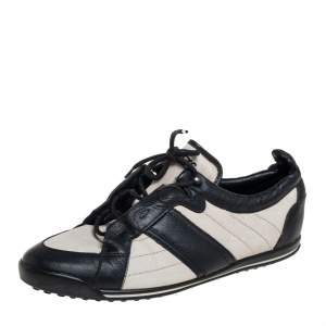 Pre Owned Tod's White/Black Suede And Leather Low Top Sneakers Size 38.5