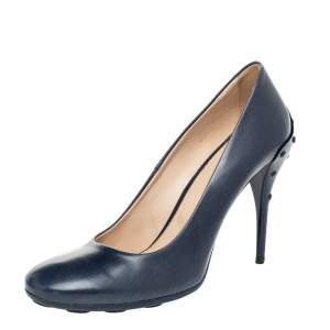 Tod's Blue Leather Round Toe Pumps Size 37.5