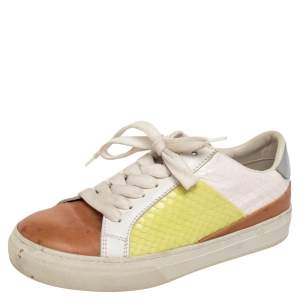 Tod's Multicolor Python And Leather Lace Up Sneakers Size 35.5