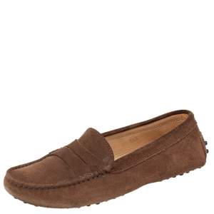 Tod's Brown Suede Gommini Loafers Size 36.5