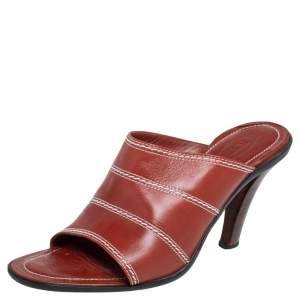 Tod's Brown Leather Open Toe Mule Sandals Size 39.5