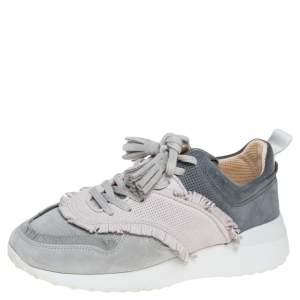 Pre Owned Tod's Grey/Navy Blue Suede Low Top Sneakers Size 38