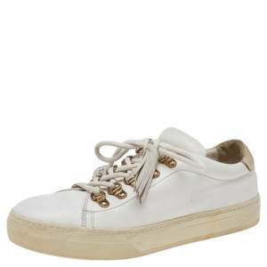 Tod's White Leather Tassel Trim Low Top Sneakers Size 39