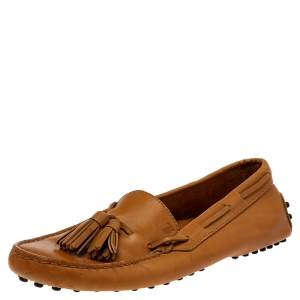 Tod's Brown Leather Slip on Loafers Size 37