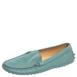 Tod's Blue Leather Slip On Loafers 37.5