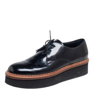 Pre Owned Tod's Black Patent Leather Platform Oxford Size 38