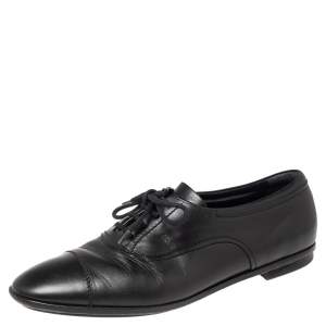 Tod’s Black Leather Lace Up Oxfords Size 39.5