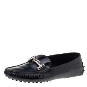 Tod's Black Patent Leather Slip on Loafers Size 39