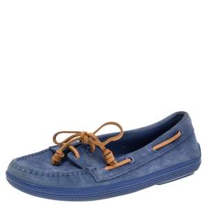 Tod's Blue Suede Lace Up Boat Loafers Size 38 