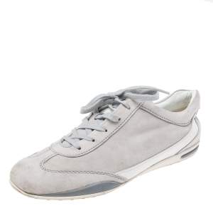 Pre Owned Tod's Grey Suede And Leather Lace Up Sneakers Size 39