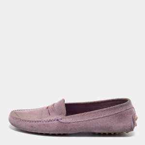 Pre Owned Tod's Lavender Suede Penny Driving Loafers Size 40