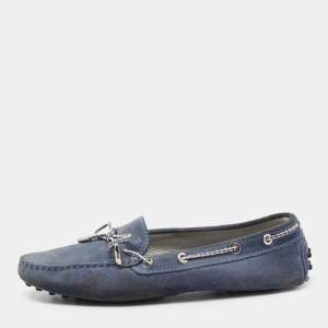 Tod's Blue Suede Gommini Driving Loafers Size 40