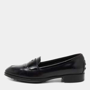 Pre Owned Tod's Black Patent Leather Penny Loafers Size 36.5