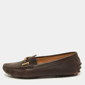 Tod's Brown Leather Gommino Slip On Loafers Size 36