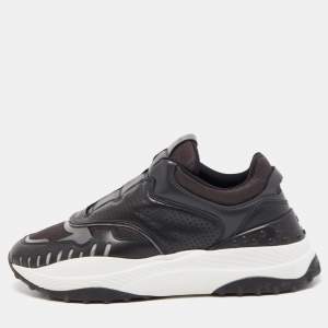 Pre Owned Tod's Black Leather and Mesh Low Top Sneakers Size 38