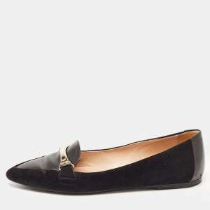 Tod's Black Suede and Leather Slip On Loafers Size 35.5