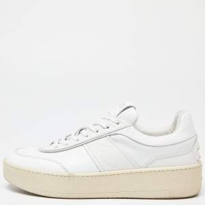 Pre Owned Tod's White Leather Lace Up Sneakers Size 39
