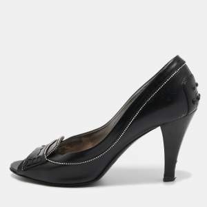 Tod's Black Leather Peep Toe Pumps Size 36