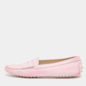 Tod's Pink Leather Slip On Loafers Size 40.5