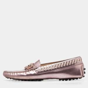 Tod's Pink Patent Leather Gommino Slip On Loafers Size 36