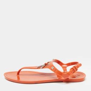 Tod's Orange Rubber Thong Flat Sandals Size 38