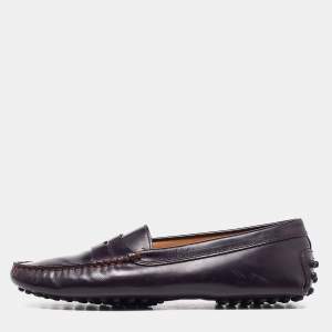 Tod's Purple Leather Detail Penny Loafers Size 35.5