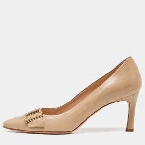 Tod's Beige Leather Pointed Toe Pumps Size 39.5