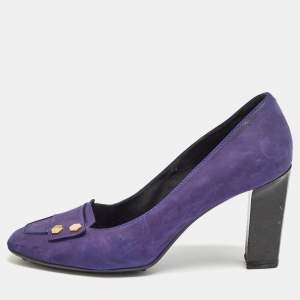 Tod's Purple Nubuck Leather Square Toe Pumps Size 41