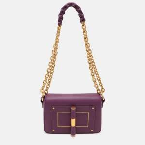 Tom Ford Purple Leather Natalia Chain Shoulder Bag