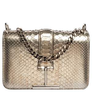 Tom Ford Silver Python Tara Chain Shoulder Bag
