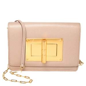 Tom Ford Beige Leather Natalia Wallet On Chain