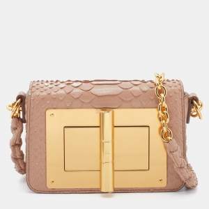 Pre Owned Tom Ford Beige Python Mini Natalia Crossbody Bag