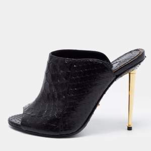 Tom Ford Black Python Open Toe Mules Size 37.5