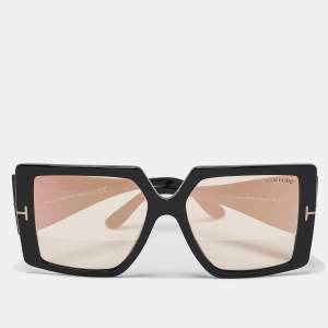 Tom Ford Black/Orange Mirrored TF790 Quinn Square Sunglasses