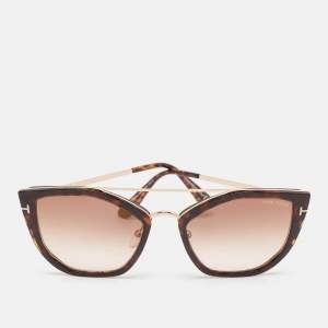 Tom Ford Tortoise Brown Gradient TF648 Dahlia 02 Cat Eye Sunglasses