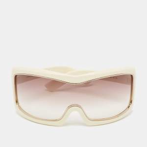Pre Owned Tom Ford Ivory/Brown Gradient Olga TF305 Shield Sunglasses