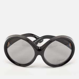 Pre Owned Tom Ford Black Gradient Ali TF 0221 Round Oversized Sunglasses