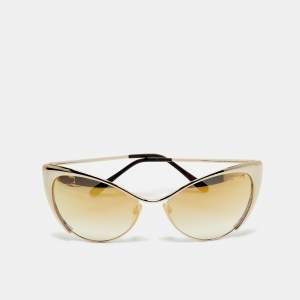 Pre Owned Tom Ford Gold Gradient Mirrored TF304 Natasya Cat Eye Sunglasses