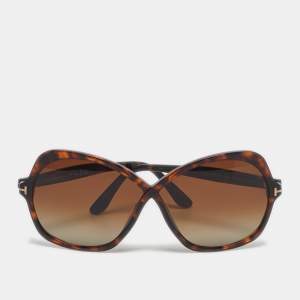 Pre Owned Tom Ford Tortoiseshell Brown TF 1013 Rosemin Oversized Sunglasses