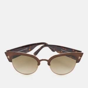 Pre Owned نظارة شمسية توم فورد تورتيز/بنية أسيتات بدرجة لون الذهب الوردي