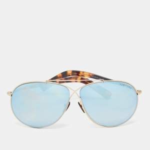 Pre Owned نظارة شمسية توم فورد إيفا TF374 مراية طيار ذهب/سلحفاة