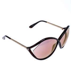 Pre Owned Tom Ford Brown/Gold Liora Oversize Sunglasses