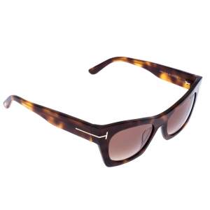 Pre Owned Tom Ford Light Brown Tortoise Kasia Cat Eye Sunglasses