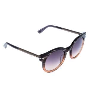 Pre Owned Tom Ford Black/Beige Transparent Gradient Janina Round Sunglasses