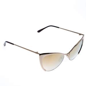 Pre Owned Tom Ford Gold Nastasya Mirror Cat Eye Sunglasses