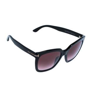 Pre Owned Tom Ford Black/ Bordeaux Gradient FT0502/S Amarra Wayfarer Sunglasses